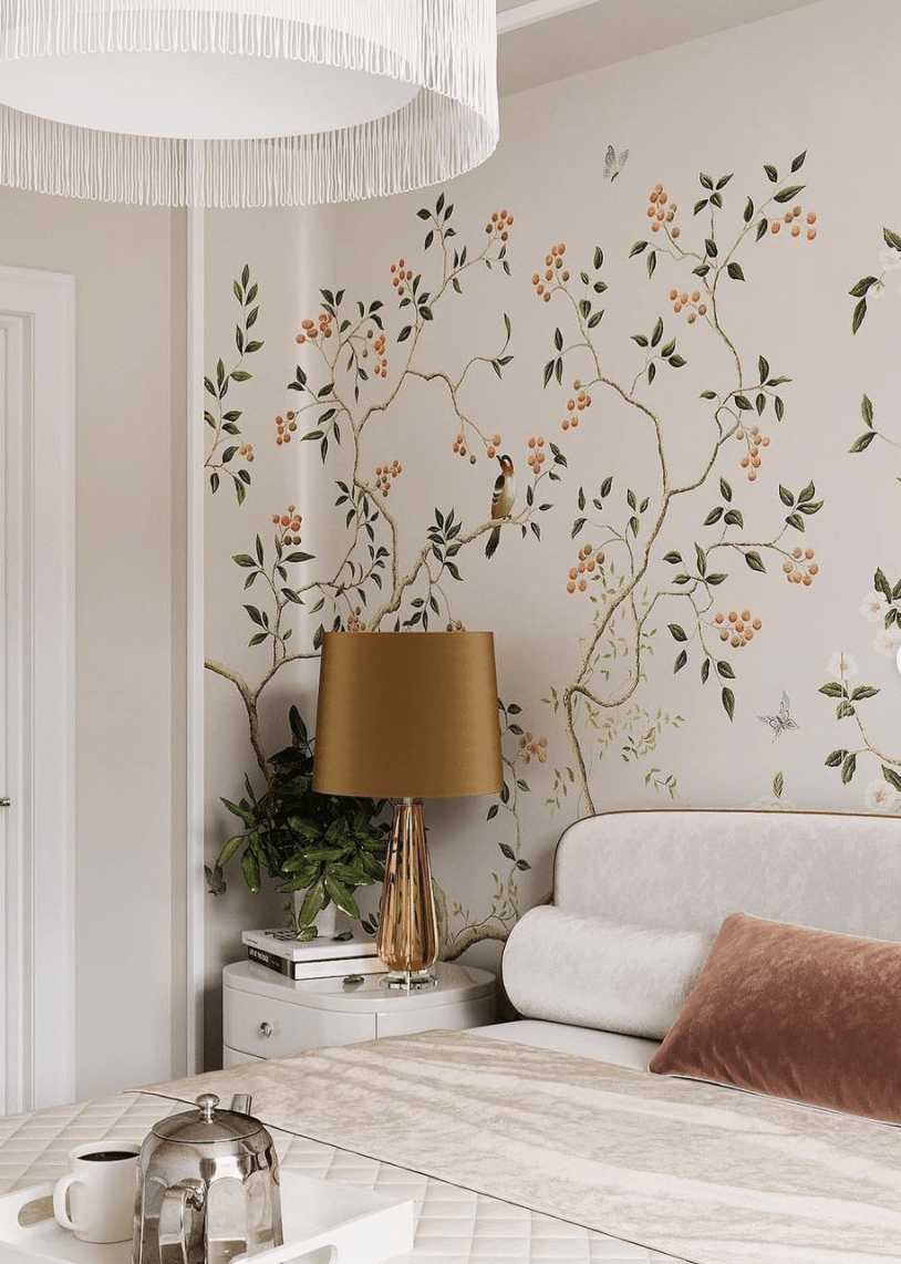 Alt tag for Design Spotlight: Chinoiserie Wallpaper Up close Details